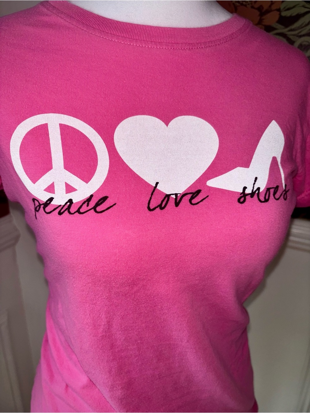🧨SALE 4th OF JULY🧨 Pink Peace Love Shoes Graphic Tee Y2K